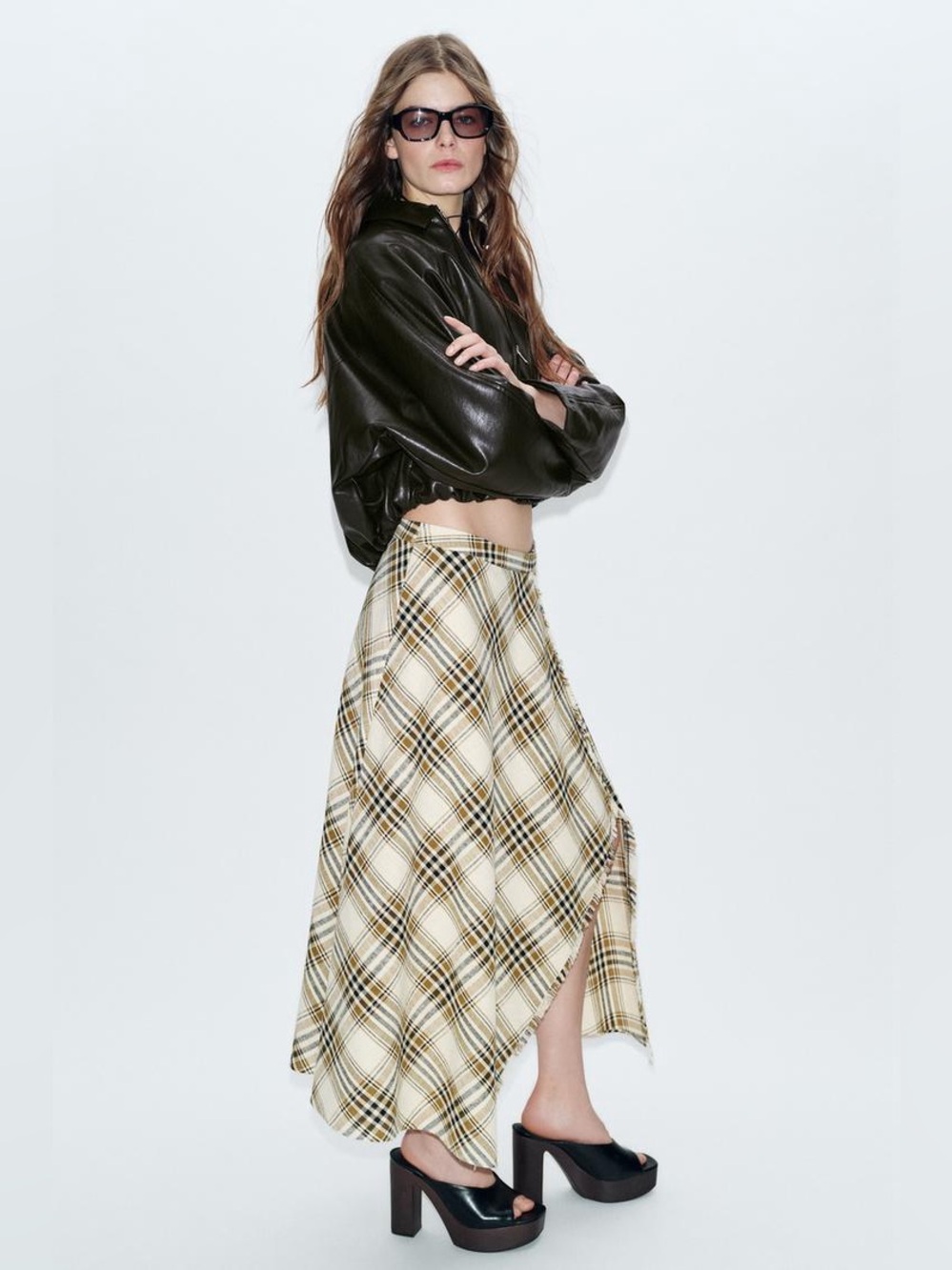 Zara Asymmetric Plaid Skirt - Picture 7 of 8